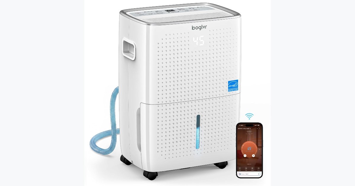 71% OFF · 6000 Sq Ft Dehumidifier – 100 Pint/Day, WiFi & Drain Hose