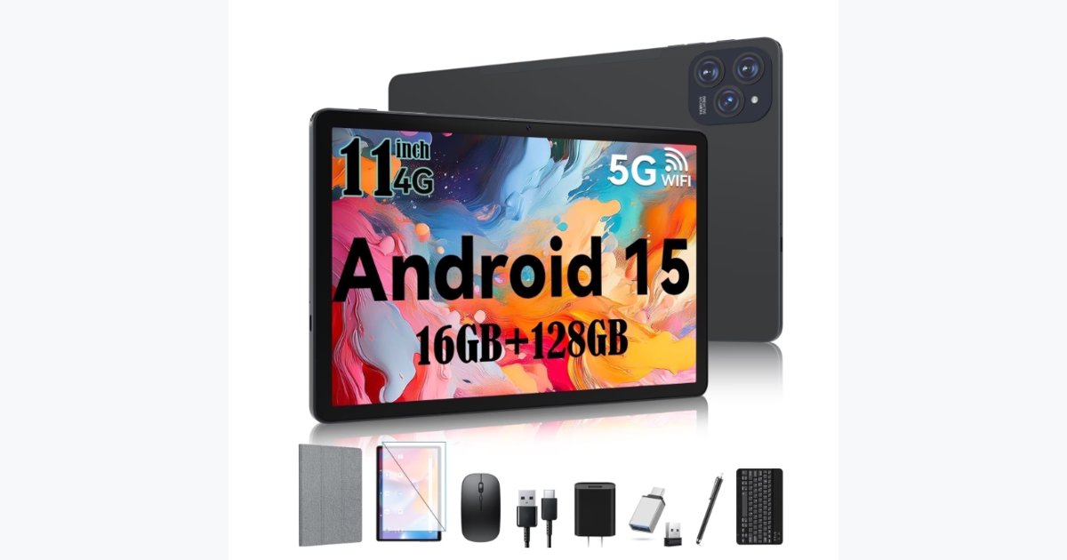 23% OFF · Android 15.0 Tablets,16GB RAM 128GB ROM 1TB Expand Tablets 11 inch, 2.4G/5G Tablet Android, 5G wifi 1280*800IPS Screen