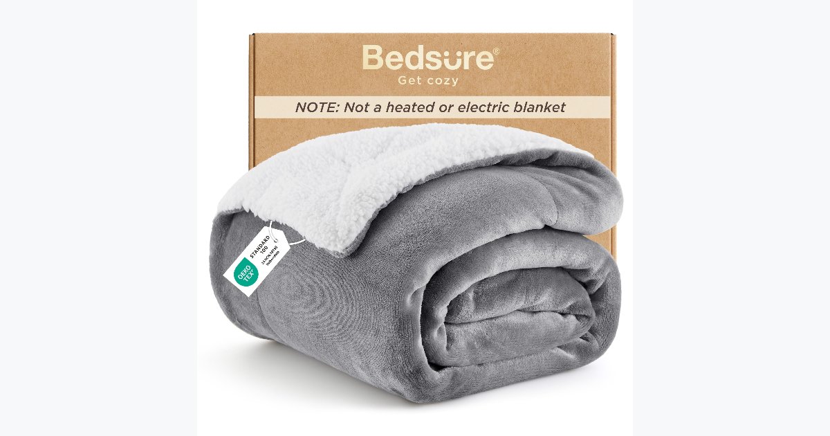 51% OFF · Bedsure GentleSoft Sherpa Throw Blanket 50x60