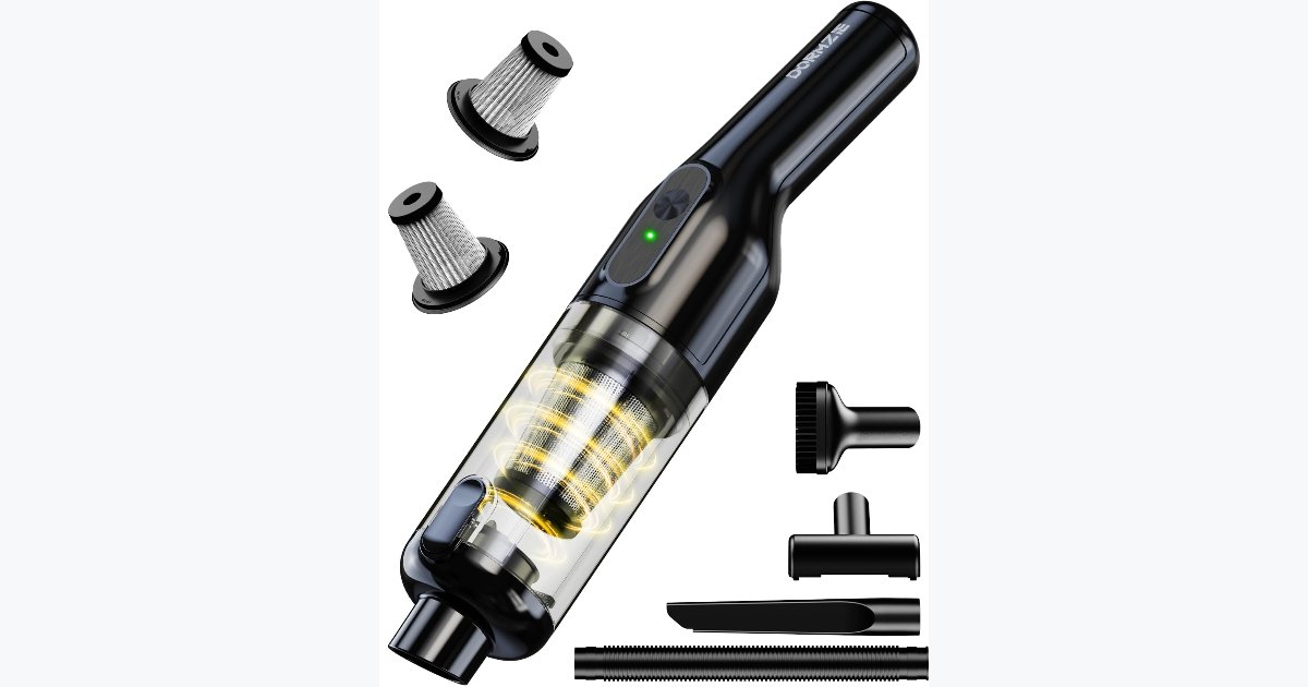 38% OFF · Car Vacuum Cleaner – Cordless, Lightweight, High Power, Multiple Accessories