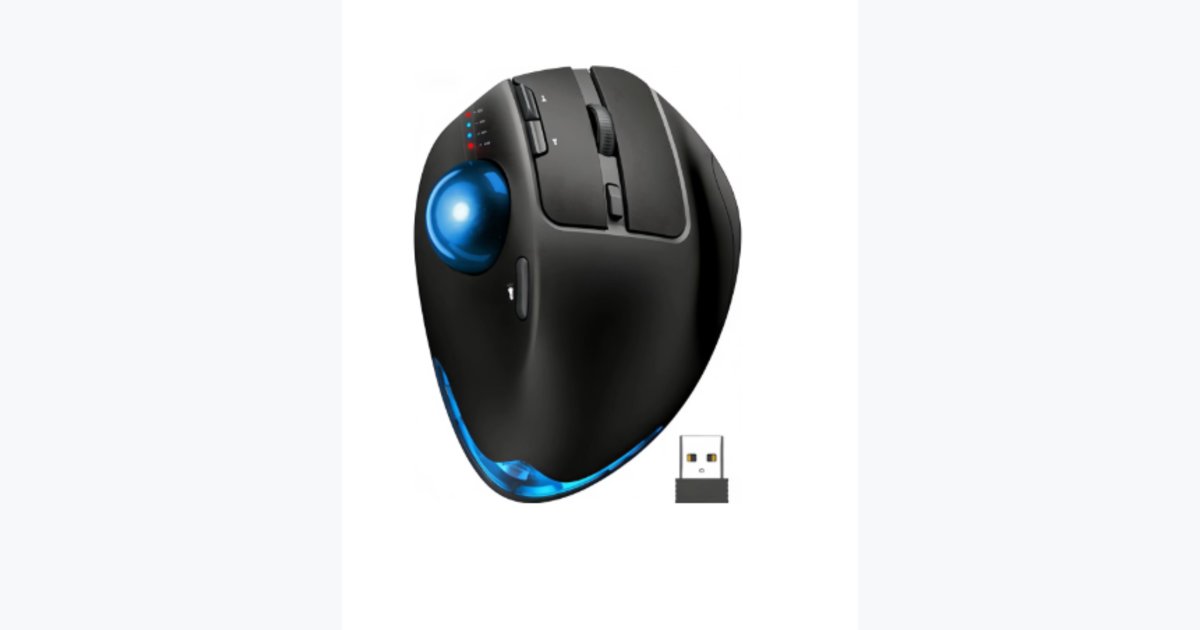 42% OFF · Ergonomic Wireless Trackball Mouse, Adjustable Angle, Thumb Control, Quiet Click, Rechargeable, Multi-Device Bluetooth & USB, for Windows Mac-Blue Ball