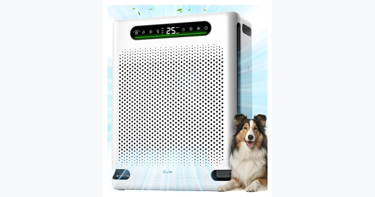 64% OFF · FreAire HEPA Air Purifier HAP605 – 2600 sq ft, PM2.5, Sleep Mode