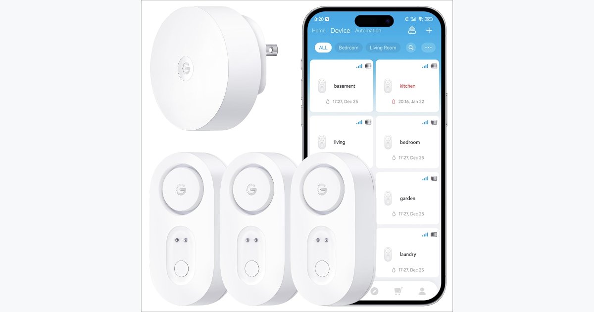 27% OFF · GoveeLife 3-Pack Smart Water Leak Detectors - 1s Alarm, Long Range