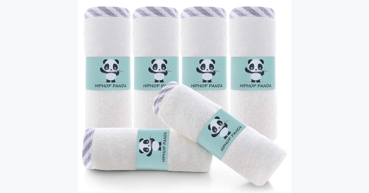31% OFF · HIPHOP PANDA Ultra-Soft Baby Washcloths, 6-Pack, Gray Stripe