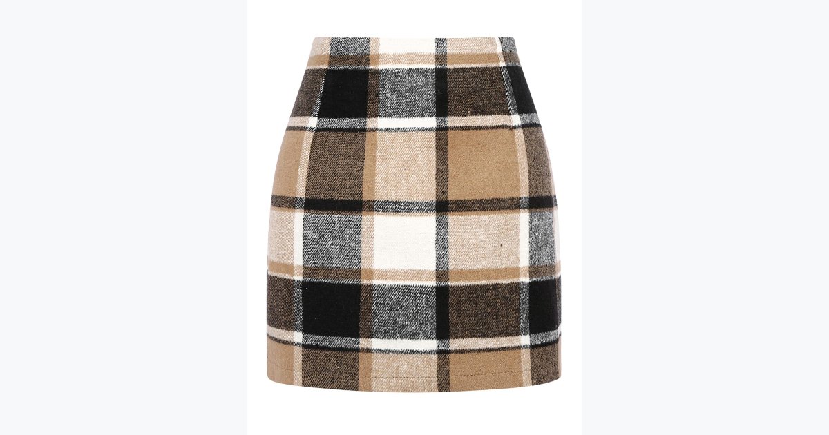 39% OFF · IDEALSANXUN Women's Plaid Wool Mini Skirt