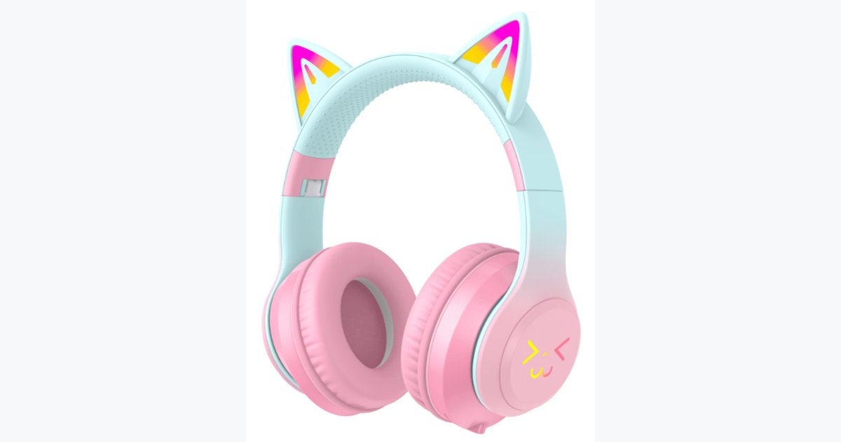 52% OFF · Kids Bluetooth Headphones, Cat Ear RGB Wireless Over-Ear Headset for Girls Boys