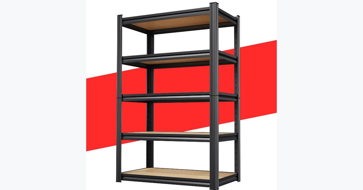 34% OFF · KORVENA 5-Tier Adjustable Garage Shelving Unit