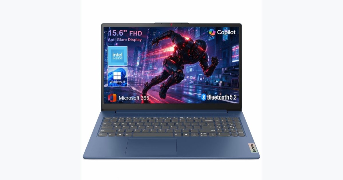 39% OFF · Lenovo 15.6 FHD Laptop – 8GB DDR5, 128GB, Copilot AI, Windows 11