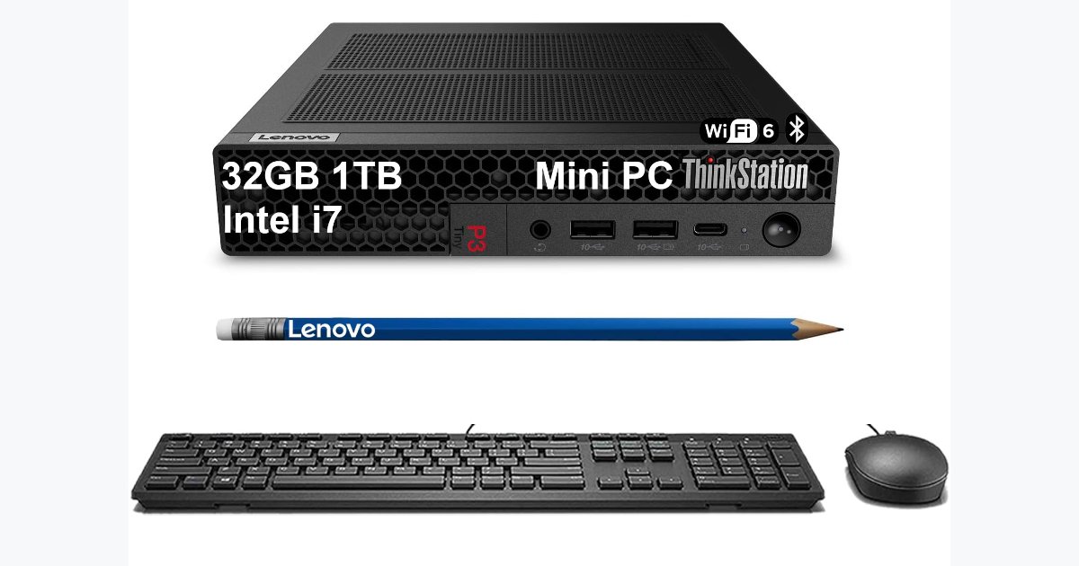 33% OFF · Lenovo ThinkStation P3 Tiny – i7, 32GB RAM, 1TB SSD, Win 11 Pro