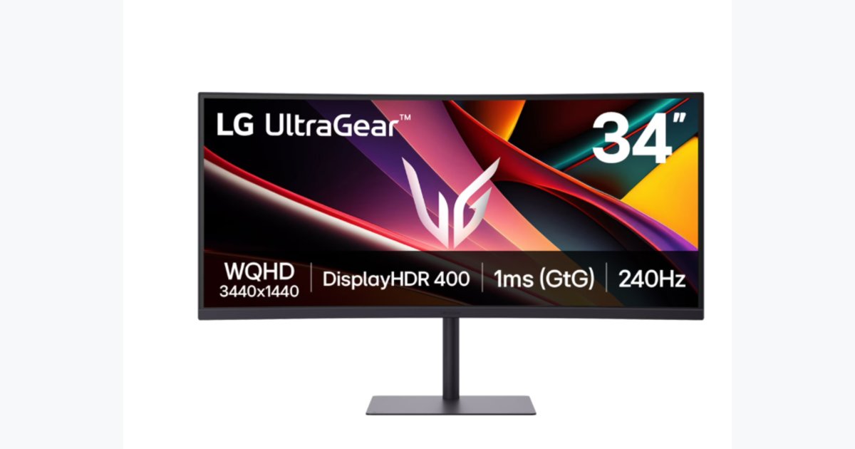 22% OFF · LG 34" UltraGear WQHD 1440p 240Hz Curved Gaming Monitor, Black, 34G630A-B