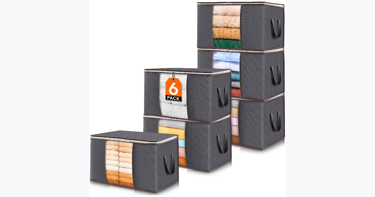 47% OFF · Lifewit 6-Pack Clothes Storage Bins with Lids – Foldable, Clear Windows
