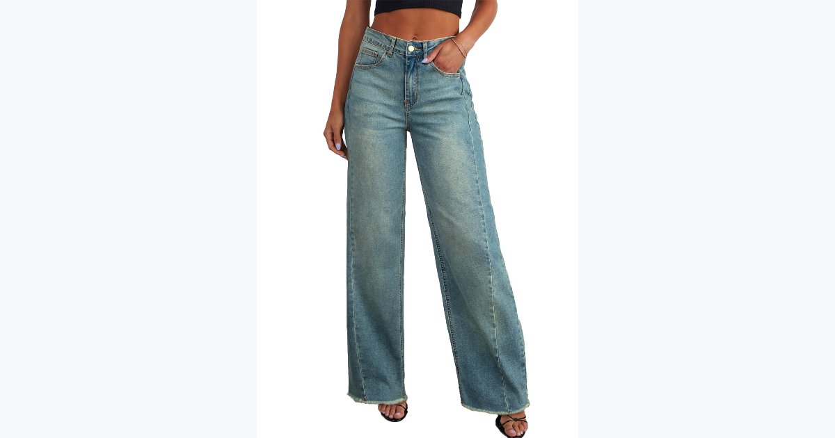 32% OFF · Sidefeel Women's Wide-Leg High-Waisted Jeans