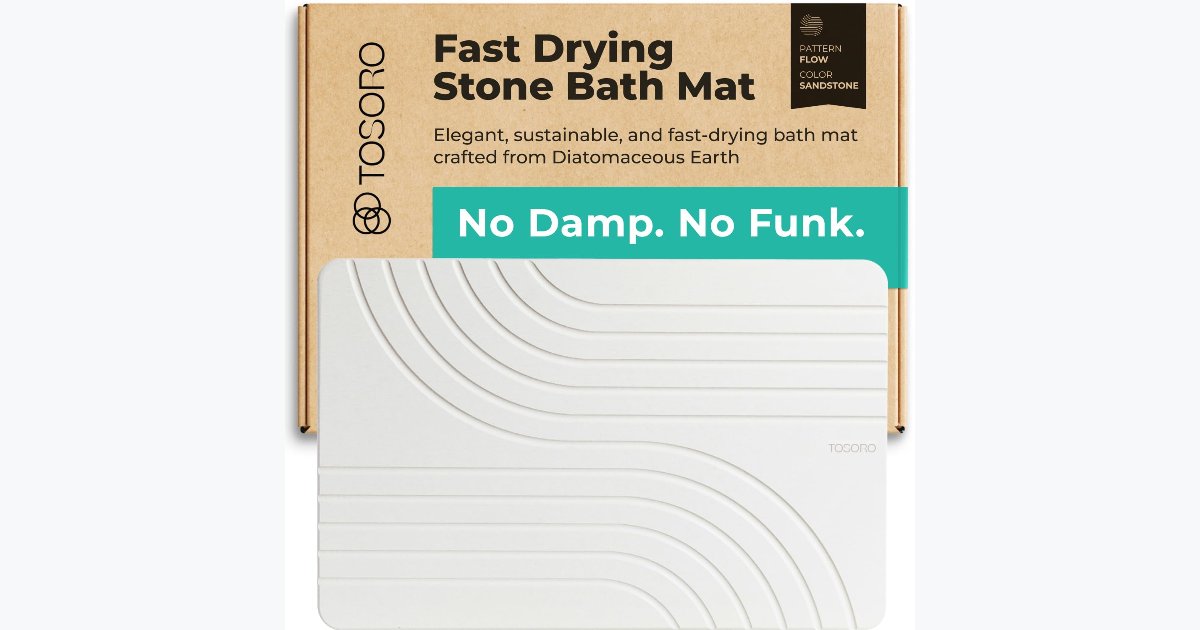 33% OFF · TOSORO Stone Bath Mat – Diatomaceous Earth (23.5 x 15) Sandstone
