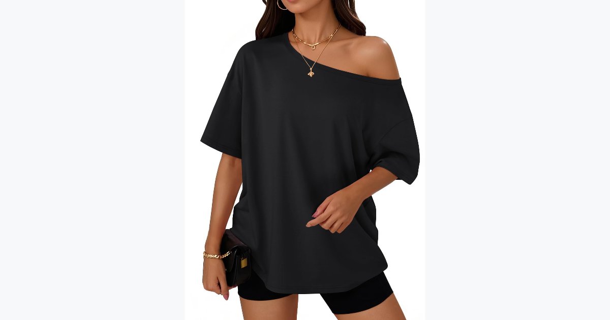 35% OFF · Trendy Queen Off-Shoulder Top - Oversized Tee