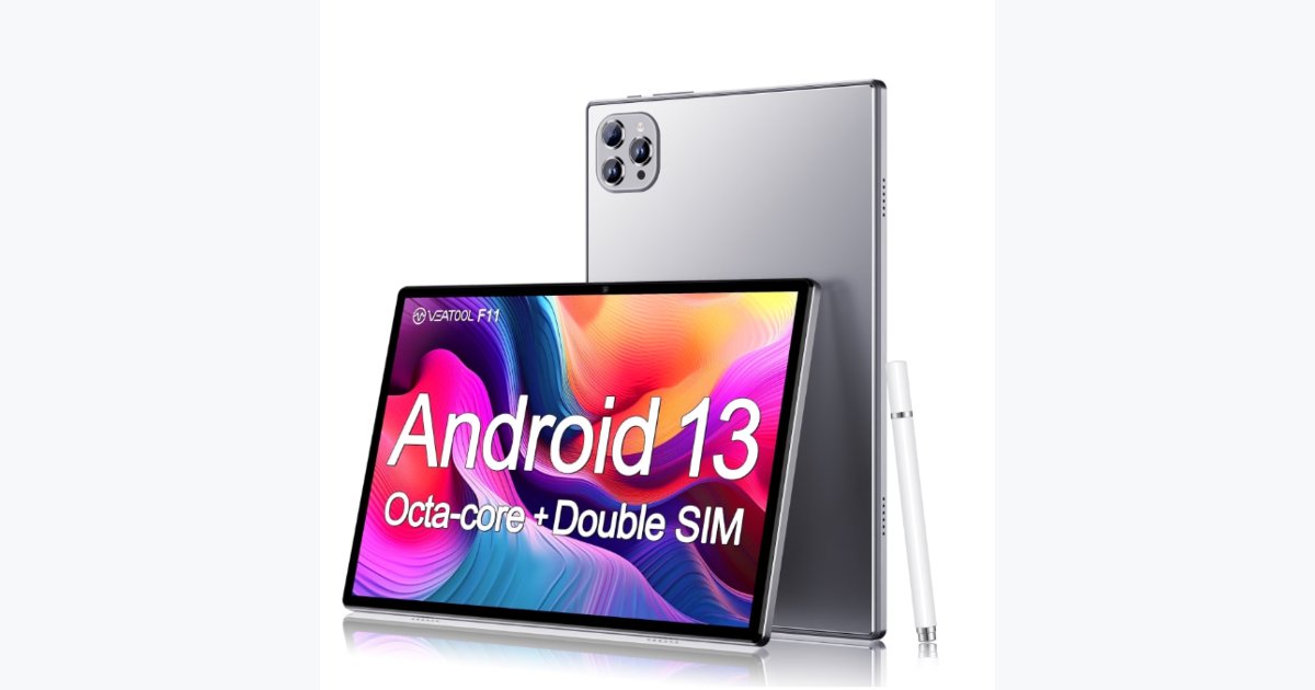 35% OFF · VEAT00L F11 Android 13 Tablet 2026, 6GB(4+2) RAM, 64GB ROM, 128GB Expand, Quad-Core Processor up to 2.0 GHz, Dual Camera, WiFi, BT, 6000mAh with Fast Charge, 1280x800 HD Touch Screen